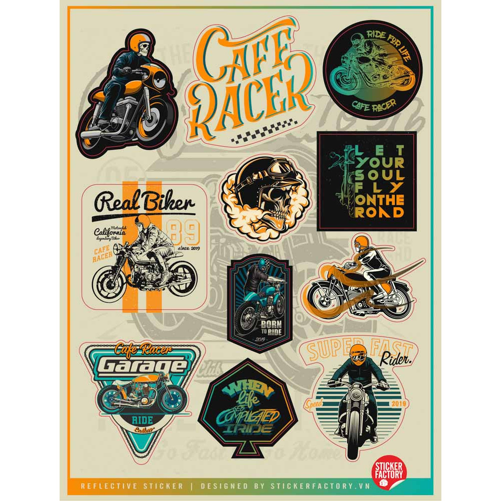 Cafe Racer - Reflective Sticker hình dán phản quang 3M Premium