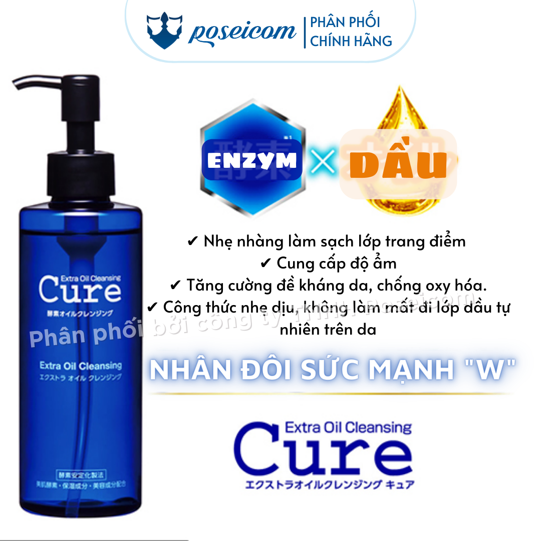 Dầu tẩy trang Cure Extra Oil Cleansing Chai Xanh 200ml Poseicom 4589563520058