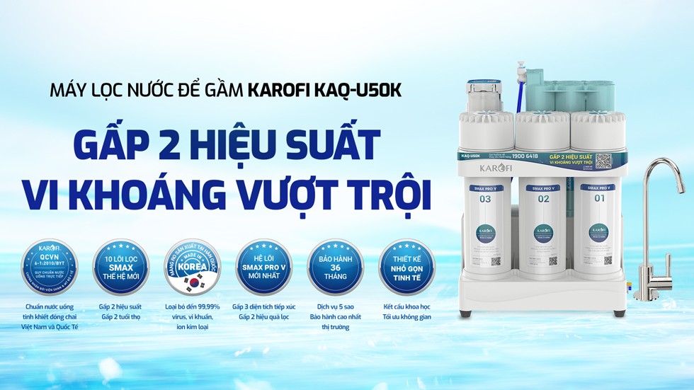 Máy lọc nước RO Karofi KAQ-U50K - Hàng Chính Hãng