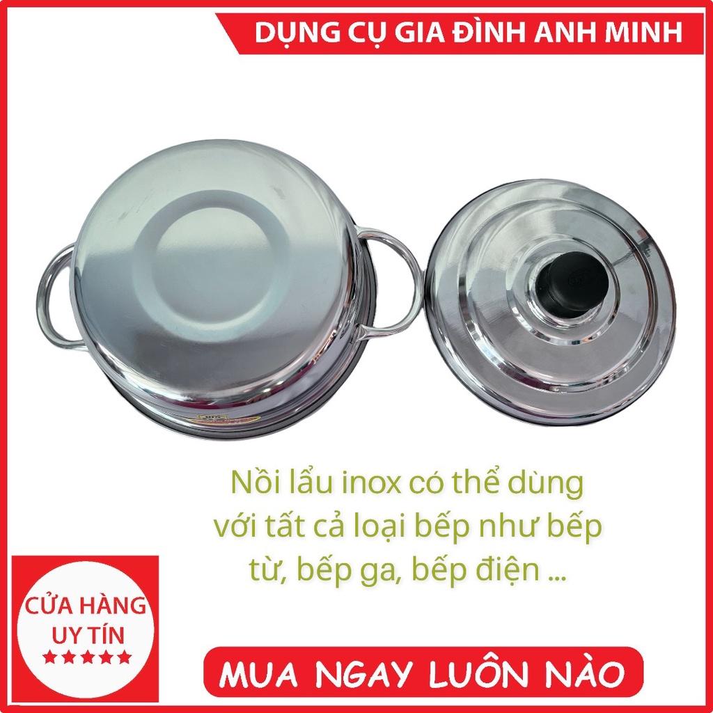 Nồi lẩu inox Nồi inox nấu bếp từ Nồi inox 304 Nồi inox 3 đáy Nồi inox nhỏ dùng trong gia đình -Dụng cụ gia đình Anh Minh