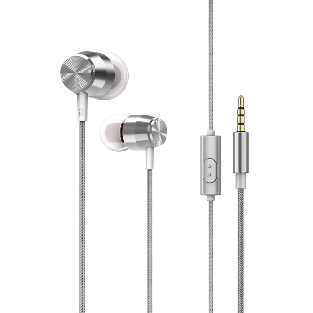 Tai Nghe Kim Loại Nhét Tai Âm Thanh Nổi Có Dây 3.5mm Cho Điện Thoại Thông Minh Với Micrô Nội Tuyến