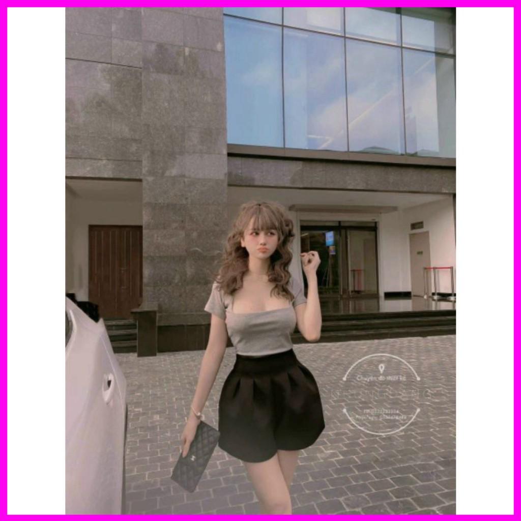 ÁO THUN CỔ VUÔNG SEXY TAY NGẮN