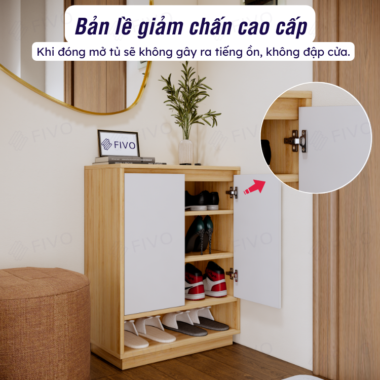 Tủ Giày Gỗ Chống Ẩm FIVO FS54 Màu Gỗ Phối Trắng, Ngăn Tủ Điều Chỉnh Linh Hoạt, Có Cửa Giúp Bảo Quản Tốt Giày Dép, Mặt Tủ Rộng Rãi Chứa Được Nhiều Đồ