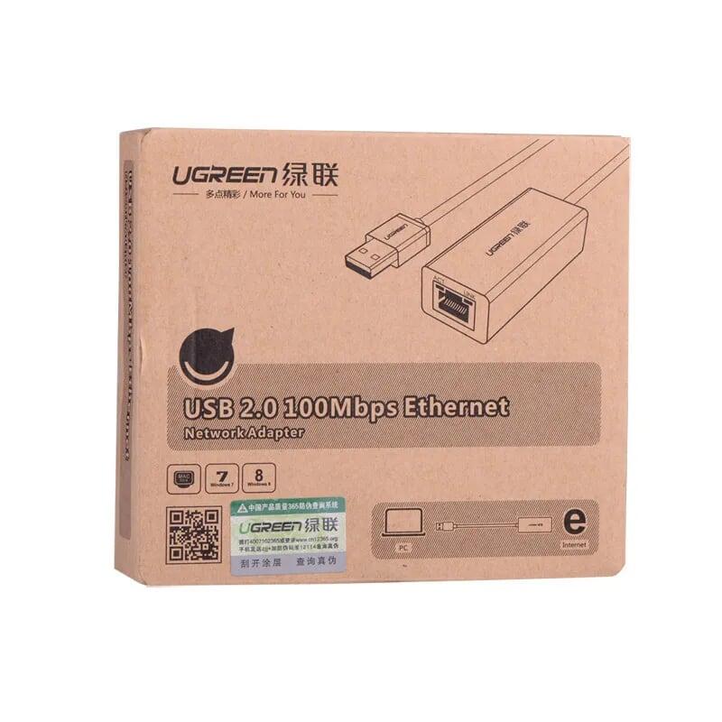 Ugreen UG20253CR110TK 10CM màu Trắng Cáp chuyển đổi USB 2.0 sang cổng LAN RJ45 tốc độ 100Mbps vỏ nhựa - HÀNG CHÍNH HÃNG