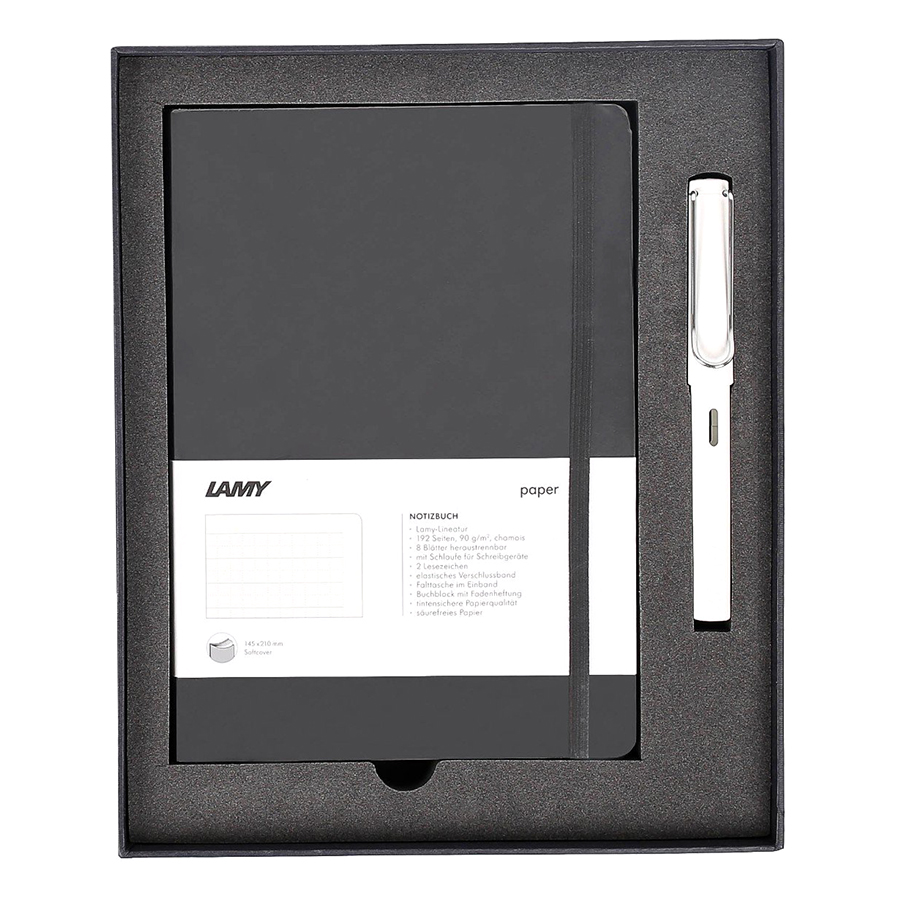 Gift Set Lamy Notebook A5 Softcover Black + Lamy Safari White - GSNSa006