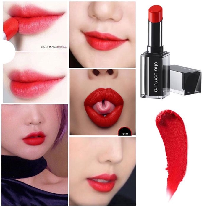 Son Shu Uemura Rouge Unlimited Matte M RD 144 Màu Đỏ Tươi Ánh Cam (Chất Son Lì)