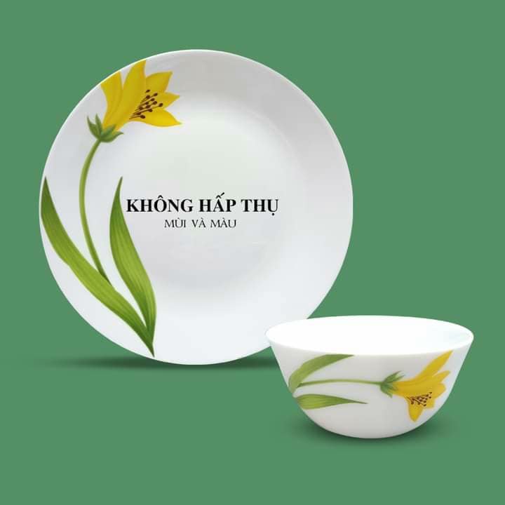 Bộ chén đĩa thủy tinh Diva Ivory Canary Arch 12 món, sang trọng