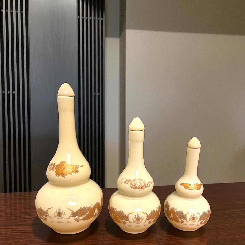 Bộ đồ thờ gia tiên, đồ thờ thần tài RỒNG VIỆT, gốm sứ men bát tràng hoạ tiết rồng phượng cao cấp