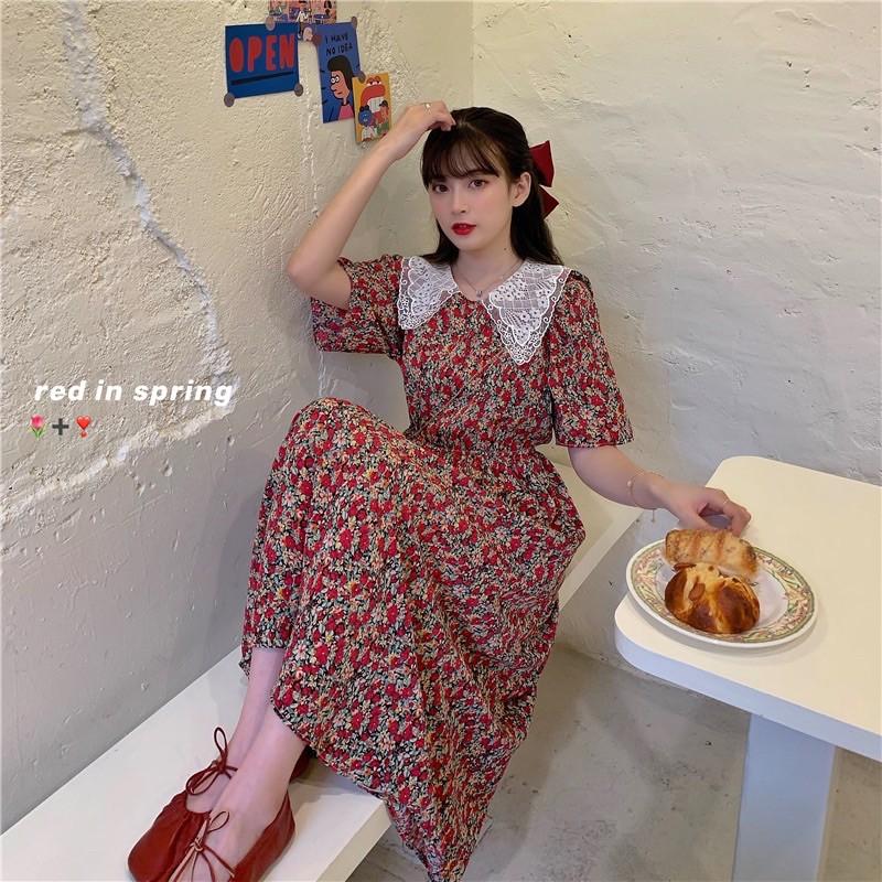 Váy hoa cổ ren cho con bú