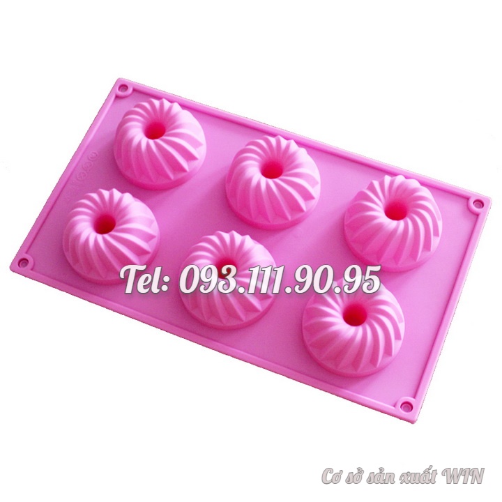 Khuôn silicon làm bánh, rau câu, socola 6 hình xoắn ốc – Mã số 1333