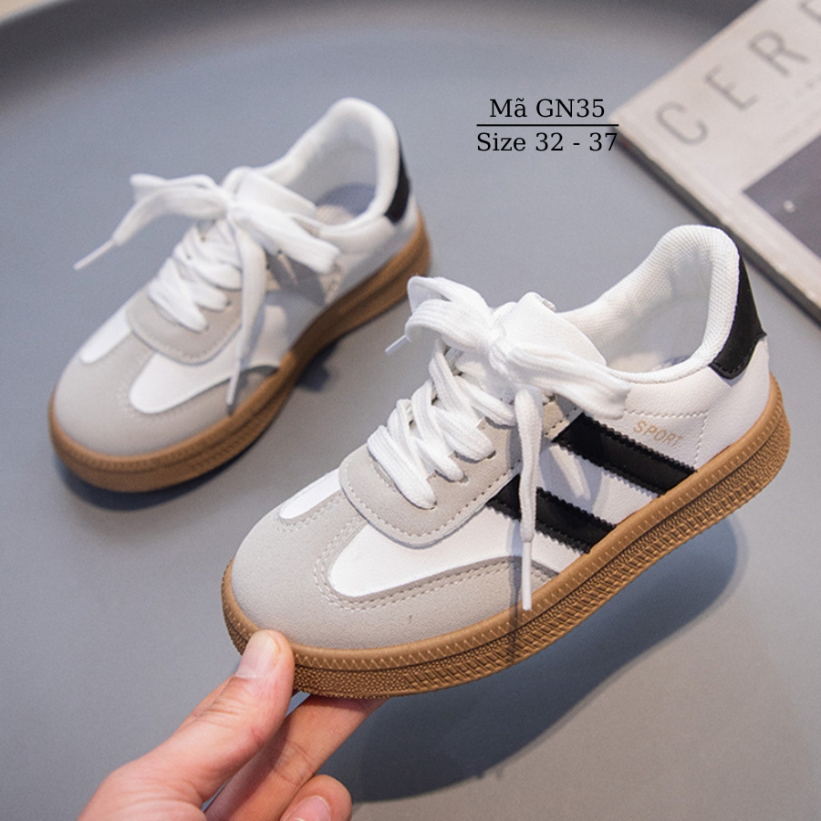 Giày bata thể thao học sinh tiểu trung học đi học, thể dục, chạy bộ dáng cột dây kết hợp quai dáng năng động cá tính NHÍM SHOP GN35