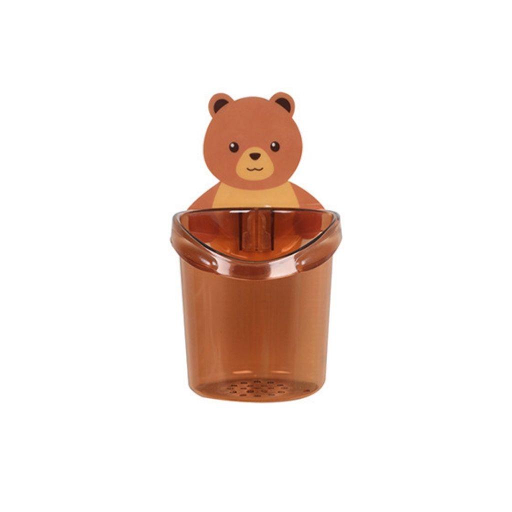 Cốc gấu dán tường đựng bàn chải kem đánh răng
