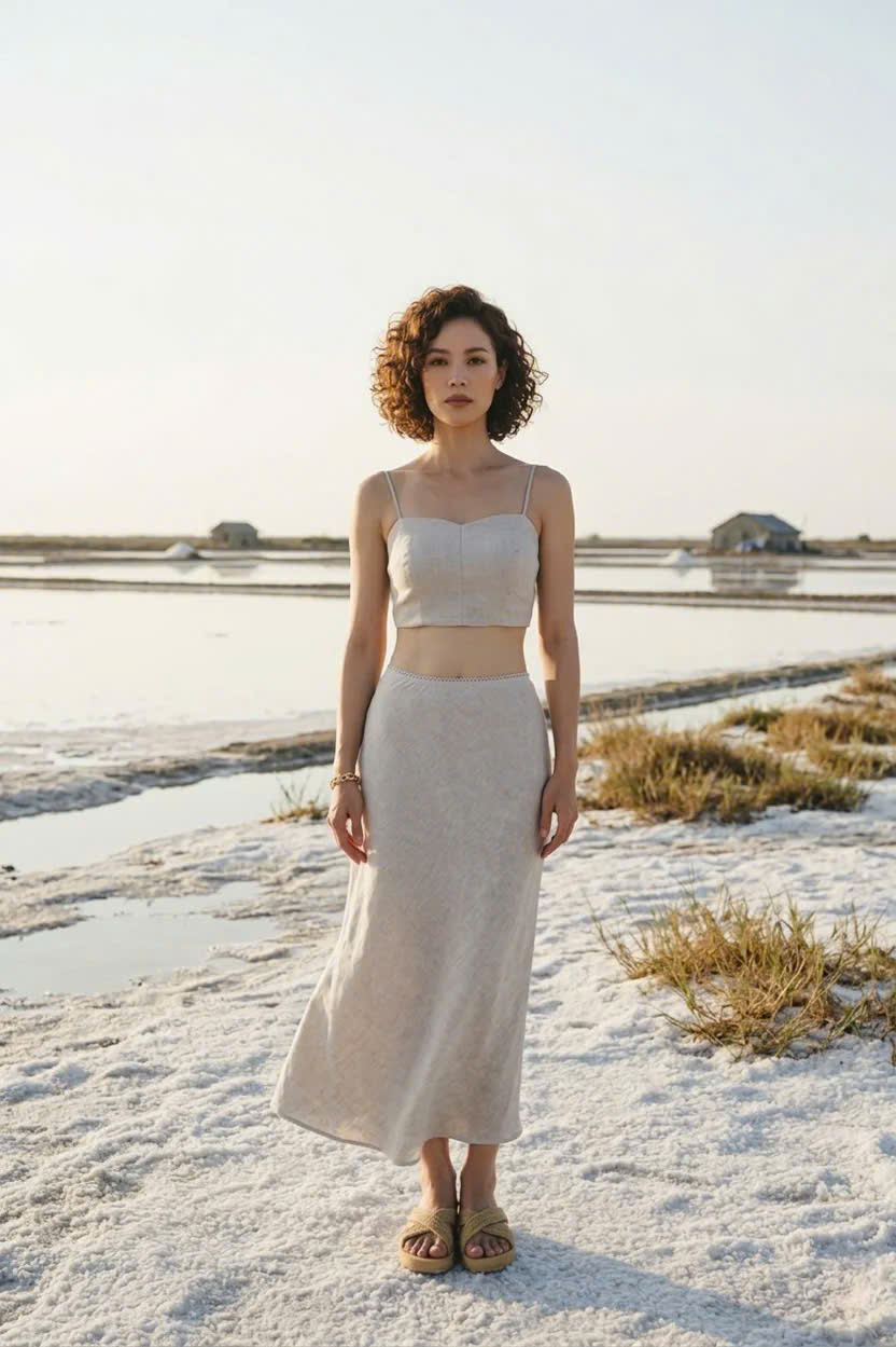 Áo Croptop Hai Dây Linen Vải Lanh Xám Muối Tiêu TOP208 Thời trang Hity