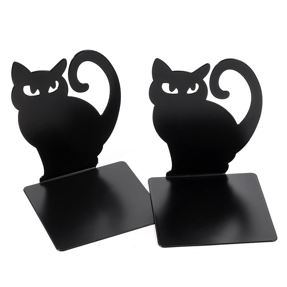 2PCS trang trí rỗng ra ngoài sắt bookends Thiết kế rỗng mèo con