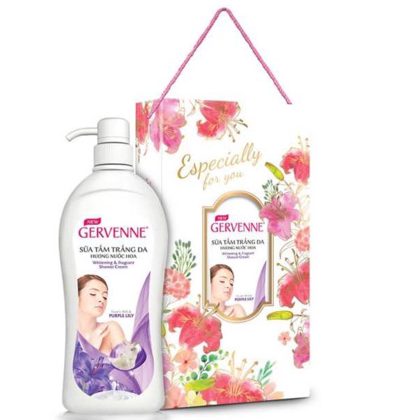 Hộp Quà Sữa Tắm Trắng Da Hương Nước Hoa Gervenne Purple Lily 900g