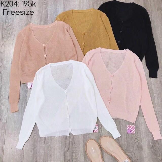 Áo cardigan ngắn cổ chữ V màu sắc trẻ trung thời Áo khoác cadigan mỏng cài cúc cổ v nhiều màu-Áo Cardigan TRƠN NHIỀU MÀU