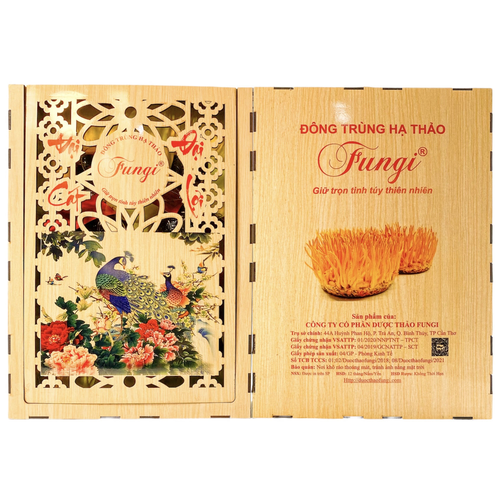 [Đại Cát Đại Lợi] Hộp Gỗ Đông Trùng Hạ Thảo Fungi 650ml/chai