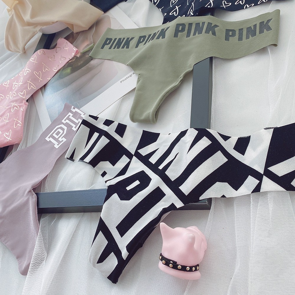 Combo 2 Quần lót lọt khe siêu cao cấp in chữ PINK giao màu ngẫu nhiên