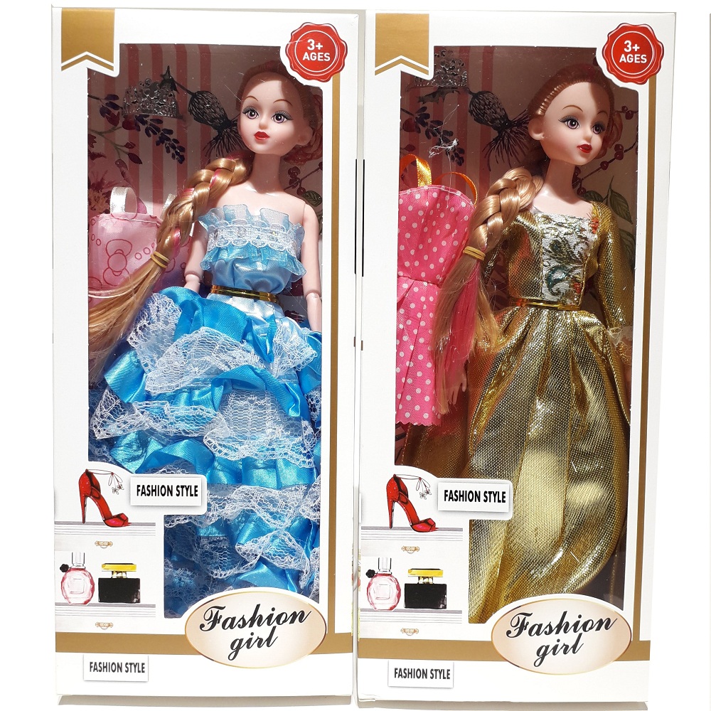 Hộp búp bê barbie kèm 1 áo đầm, giày, phụ kiện búp bê cho bé (giao mẫu ngẫu nhiên)