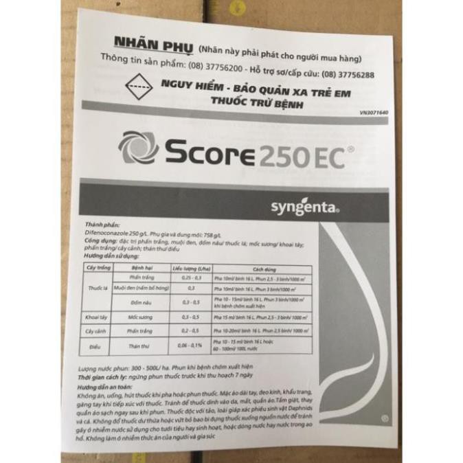 Thuốc đặc trị phấn trắng, đốm lá trên hoa cay cảnh SCORE 250EC 10ml
