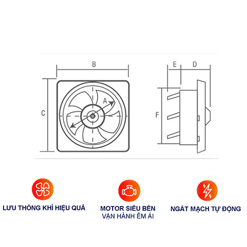 Quạt thông gió âm tường Roman RBV15 - Hàng chính hãng