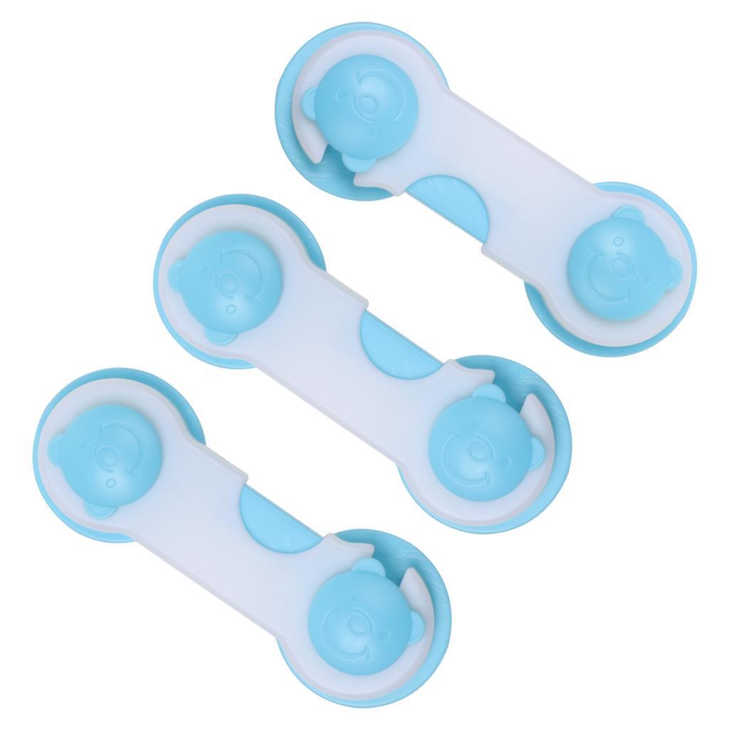 3x Toddler Child Baby Safety Locks Proofing for Door Drawers Cabinet Toilet Seat Fridge Blue