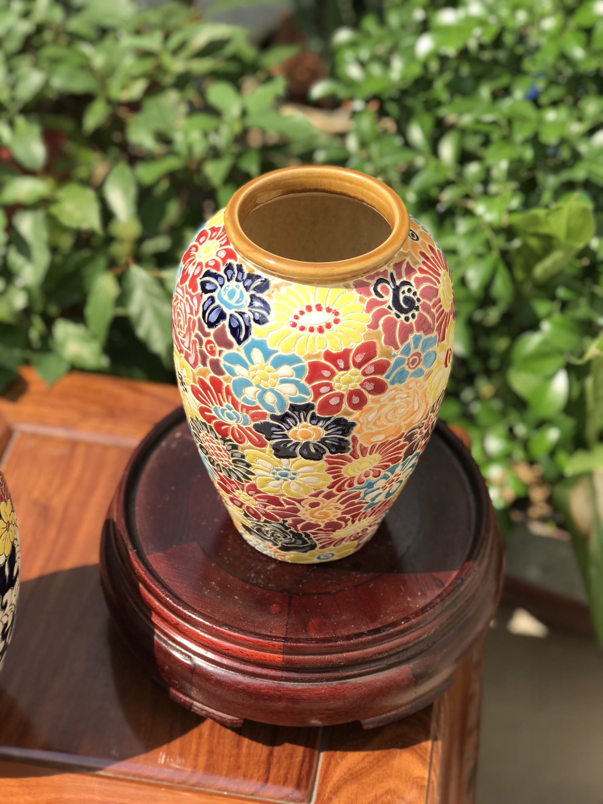 Bình Bông Gốm Sứ Bách Hoa, Dây Lá, Gốm Mỹ Nghệ Nam Bộ, Cao 22cm Cắm Hoa Trang Trí Decor