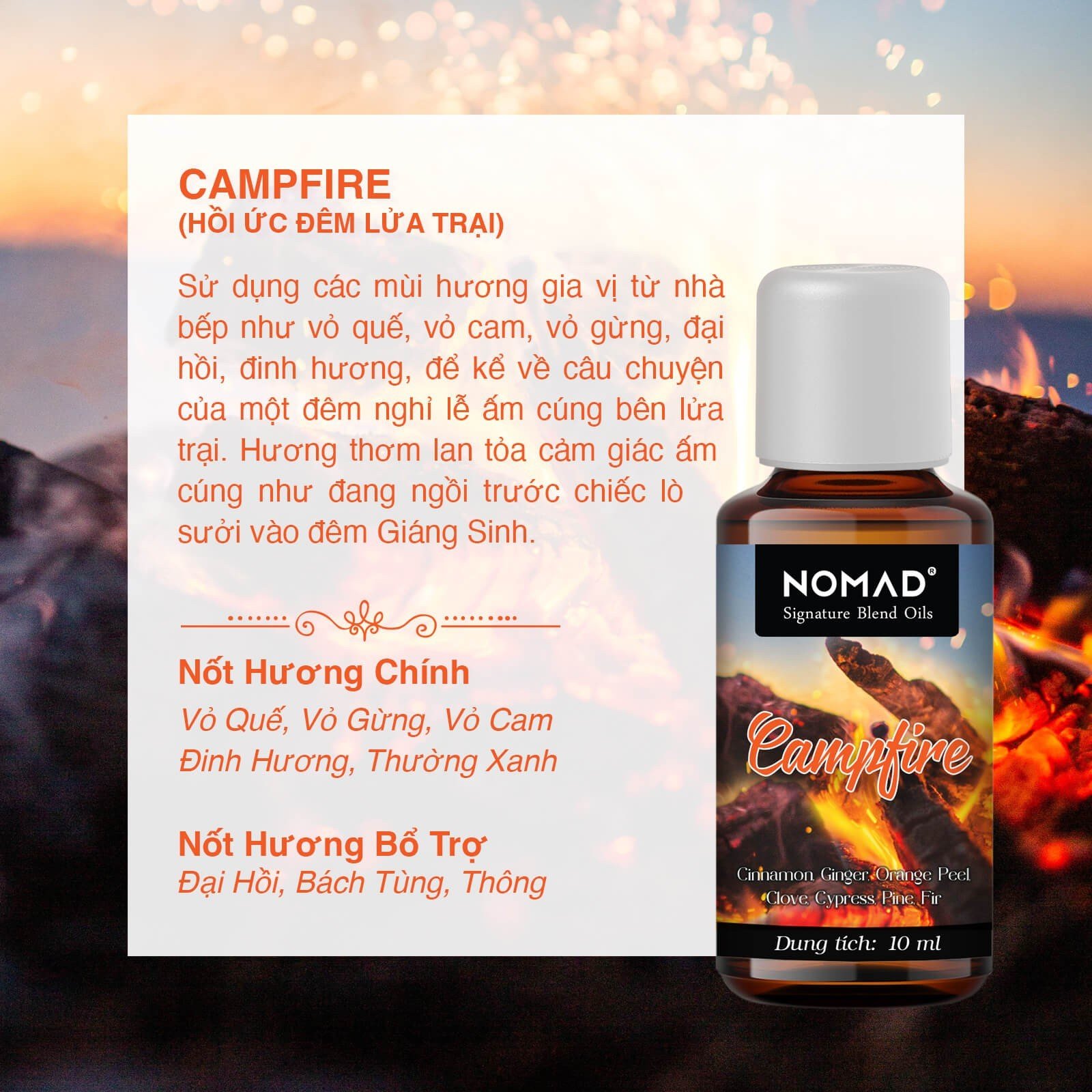 Tinh Dầu Thơm Cao Cấp Nomad Signature Blend Oils - Campfire