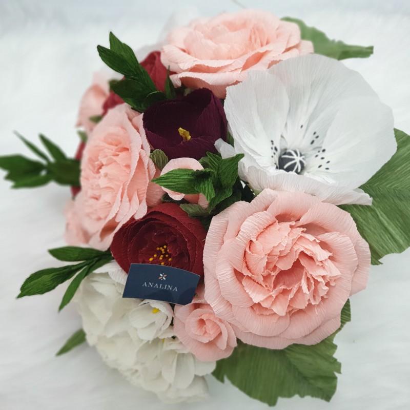 Hoa Cưới - Hồng Pháp JARDINERE, Handmade- Giấy nhún nhập từ Ý