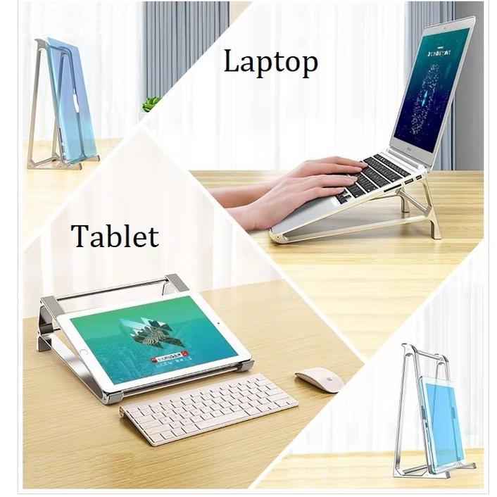 Giá Đỡ Laptop dành cho Macbook Máy Tính Bảng iPad Galaxy Tab Nhôm 2 in 1 kê tản nhiệt kiêm đế dựng