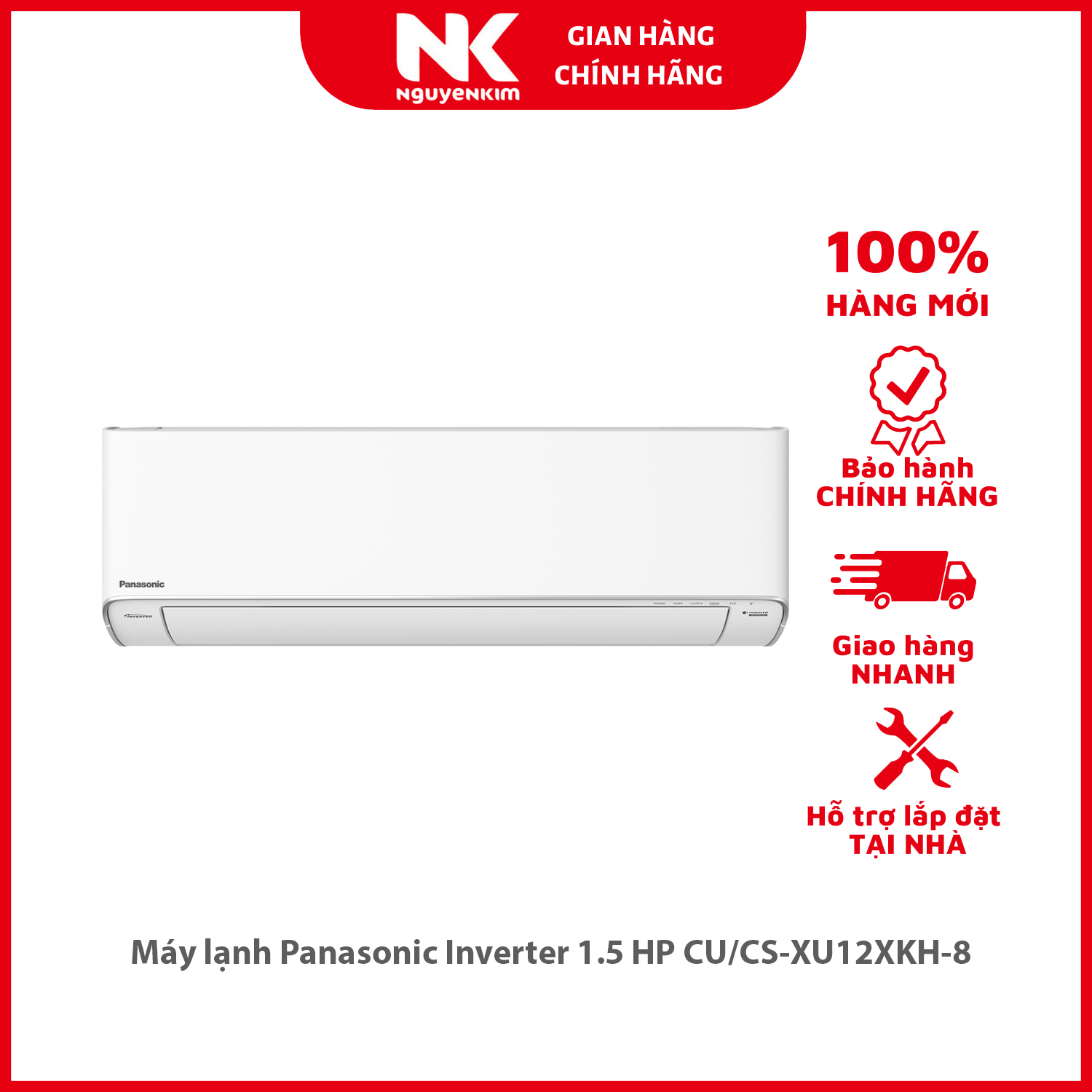 Máy lạnh Panasonic Inverter 1.5 HP CU/CS-XU12XKH-8 - Hàng Chính Hãng [Giao hàng toàn quốc]