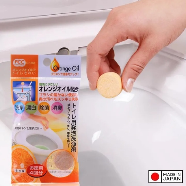Set 03 viên tẩy rửa diệt khuẩn, khử mùi bồn cầu 10g - Hương cam - Made in Japan
