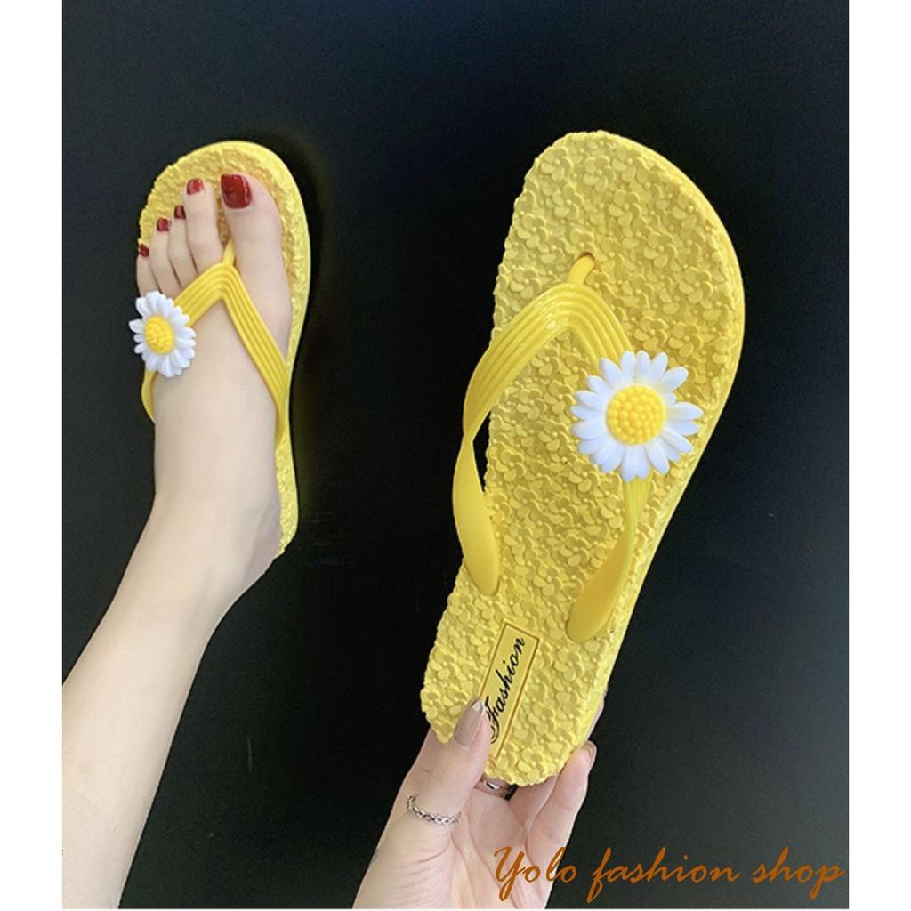 T6_Dép kẹp nữ xỏ ngón quai mảnh họa tiết hoa cúc siêu xinh