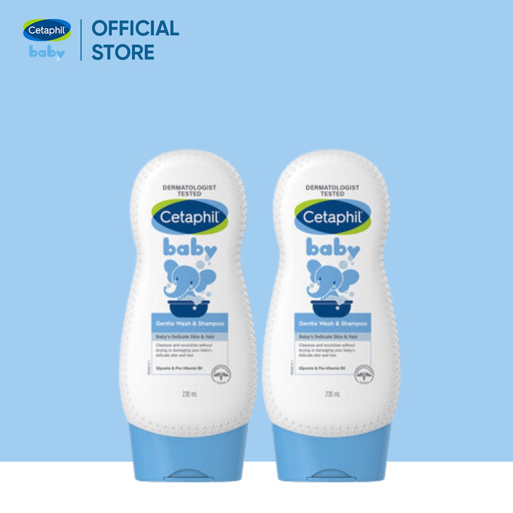 Combo 2 Sữa tắm gội dịu lành cho bé Cetaphil Baby Gentle Wash & Shampoo 230ml/chai