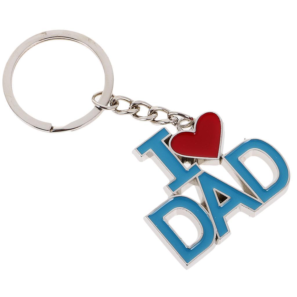 3xModern I Love Parent Pendant Alloy Keychain Bag Decoration Blue Red Dad