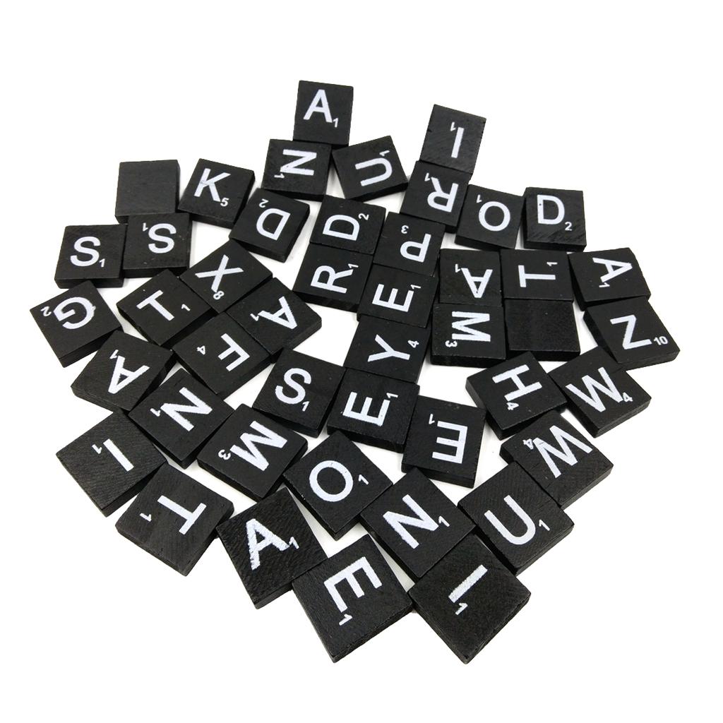 100 PCS Đen Ốp Gỗ Với Lụa Bảng Chữ Cái Cho Đám Cưới Thêu Sò