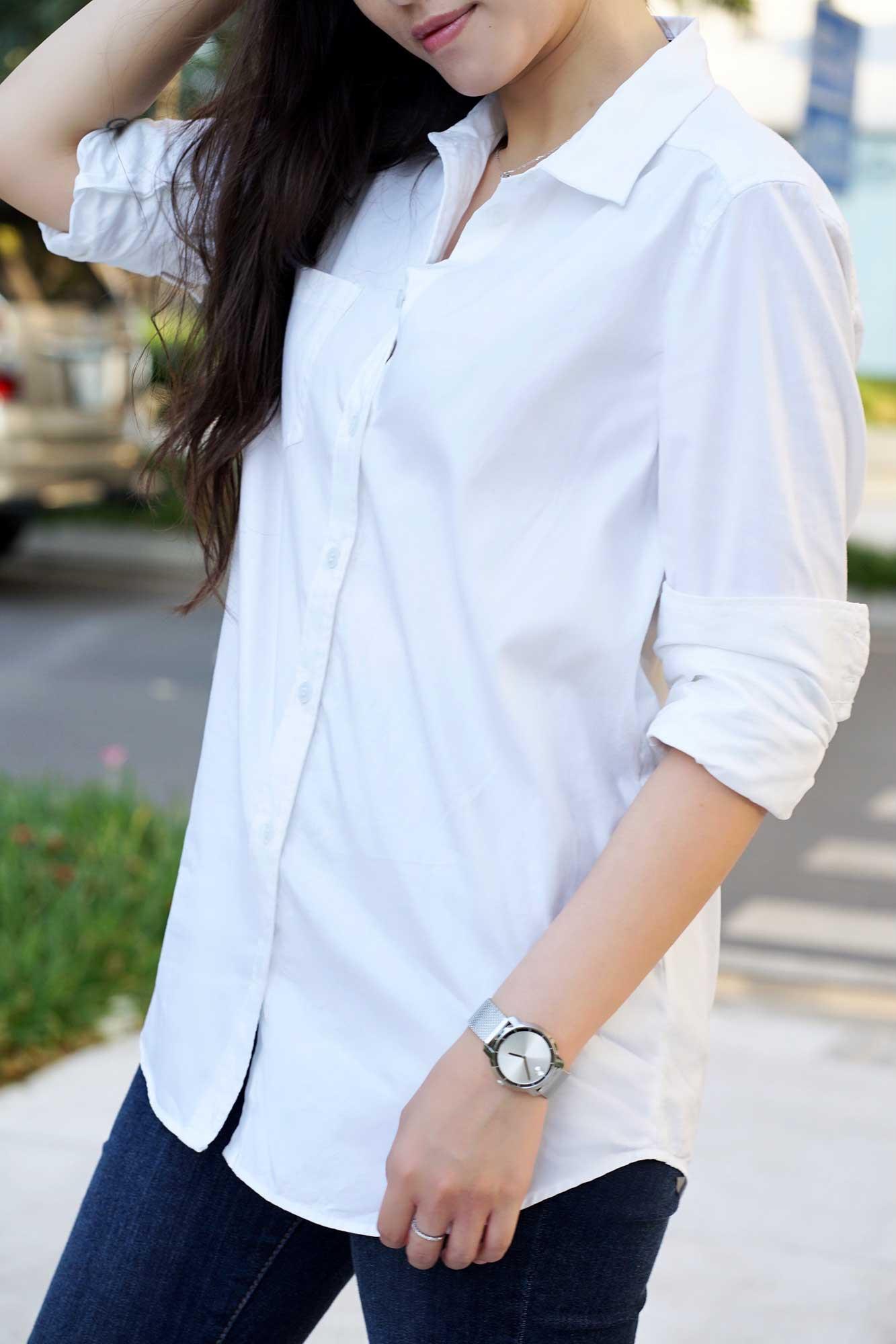 Áo Sơ Mi Trắng Oversized Tay Dài - White Oversized Button Down Shirt