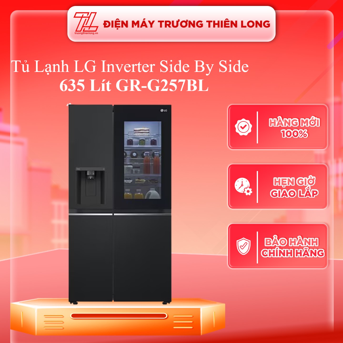 Tủ lạnh LG Inverter 635 lít Side By Side InstaView GR-G257BL - Hàng chính hãng - Giao HCM và 1 số tỉnh thành