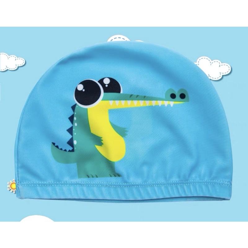 Nón bơi cho trẻ em bé trai bé gái bằng thun in hình dễ thương - Cá sấu