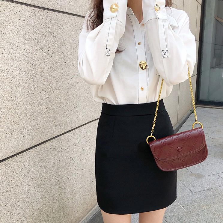 Váy công sở váy bút chì CR48V01 chất thun umi co dãn màu đen
