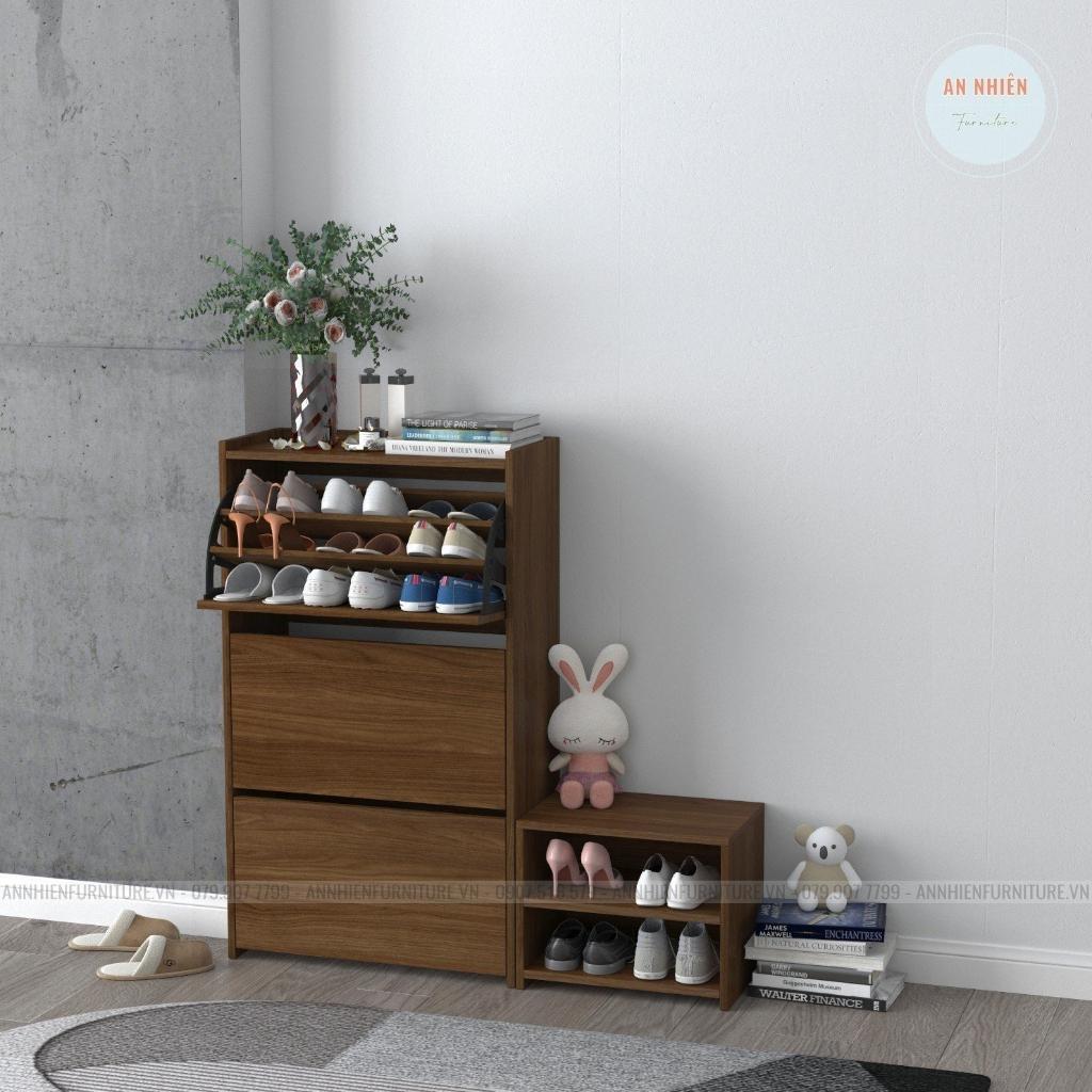 Tủ giày dép thông minh - Kệ giày MDF 3 tầng sức chứa siêu lớn - Kèm ghế vừa ngồi vừa để được giày