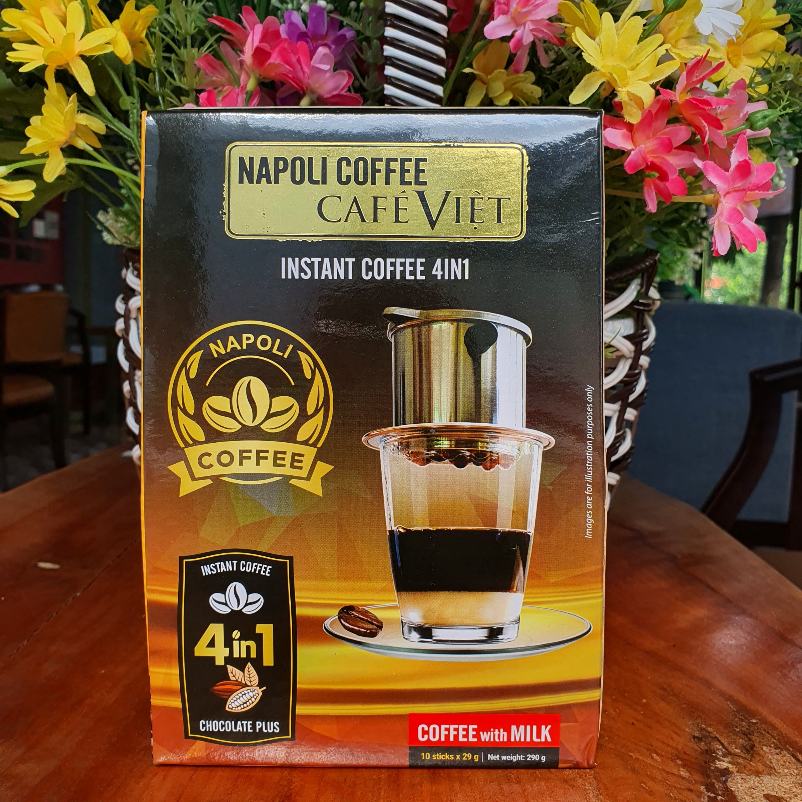 COMBO Đặc Biệt 3 Hộp Cà Phê Đen &amp; Sữa &amp; Socola Napoli Coffee - Cafe Hoà Tan 2in1 - 3in1 - 4in1 - Cà Phê SẠCH