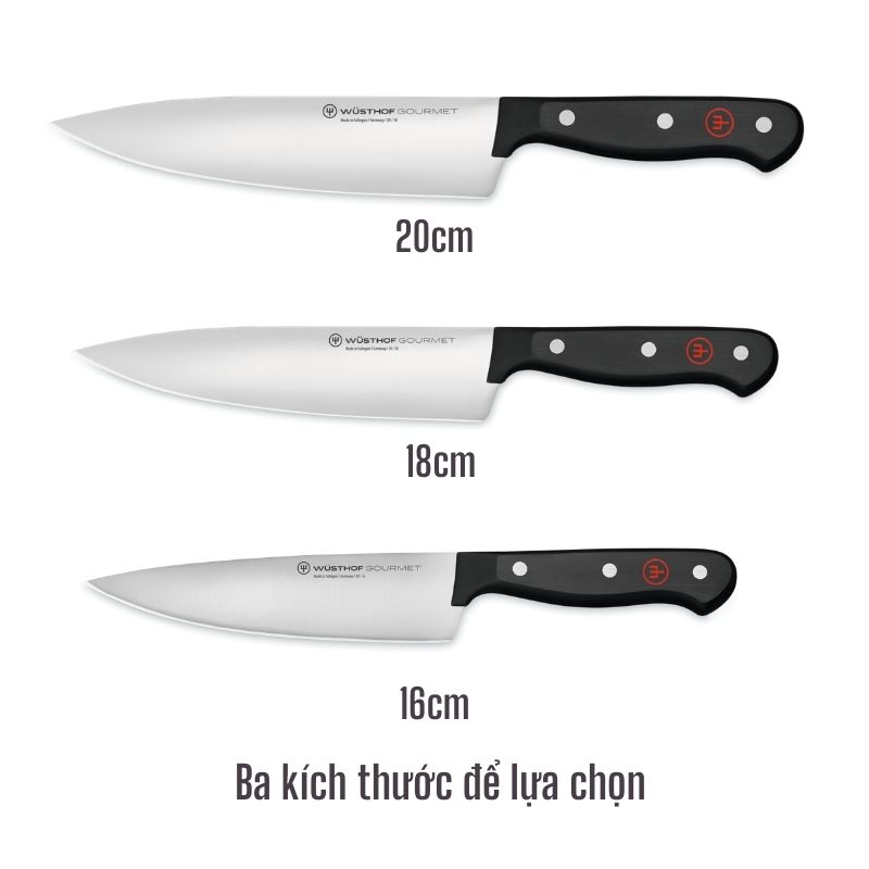 Dao Nhà Bếp Chuyên Thái Thép Không Gỉ Cao Cấp WUSTHOF Gourmet Lưỡi Dài 18cm Cán Nhựa POM Cao Cấp - Made In Solingen Đức