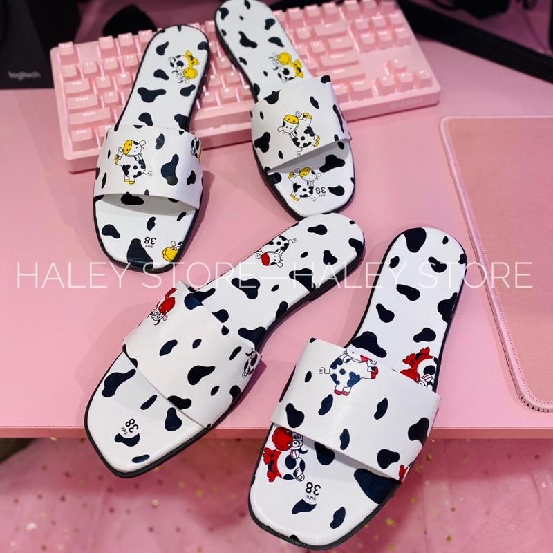 Dép nữ đế bệt quai ngang màu bò sữa siêu hot mùa hè 2021 HALEY STORE