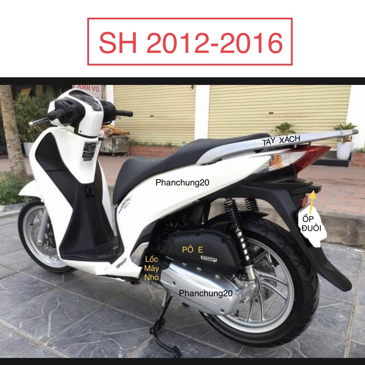 ỐP CHE PÔ DÙNG CHO ĐỜI XE SH 2012 2013 2014 2015 2016 CROM