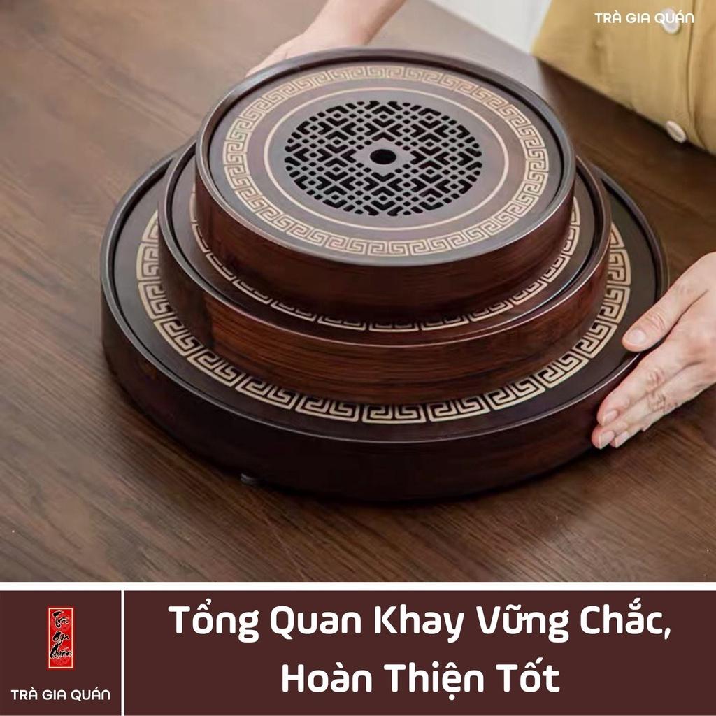 KT 62 Khay Trà Tre Cao Cấp Hình Tròn 3 Kích Thước