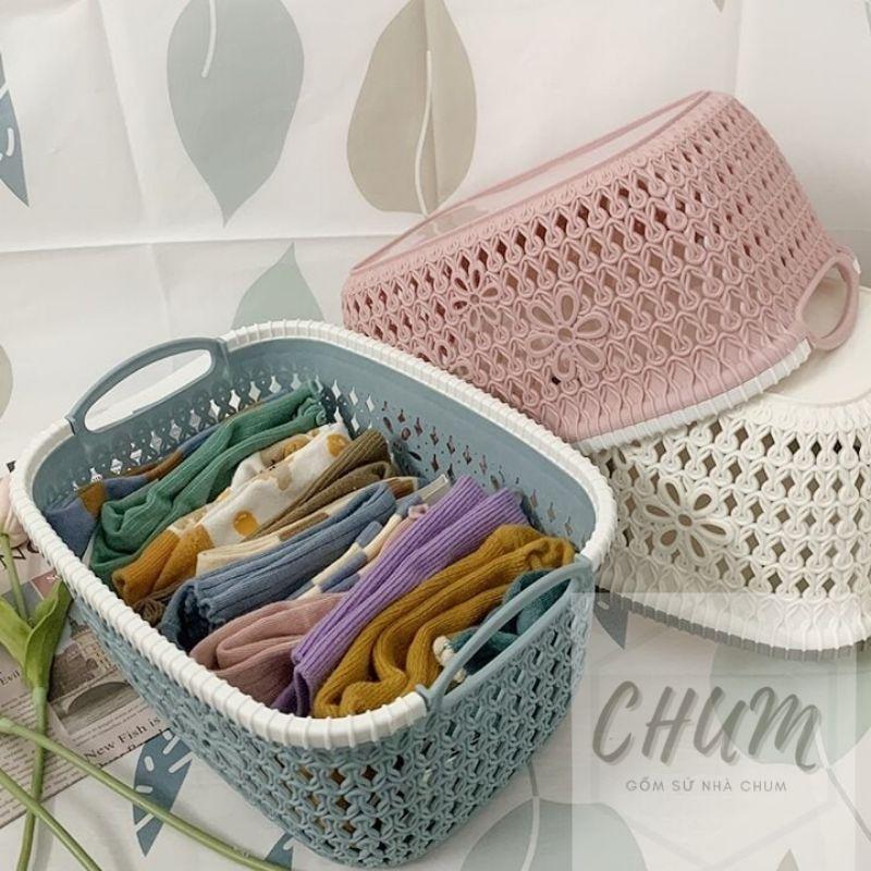 Giỏ nhựa đựng quần áo, tất, đồ cho bé