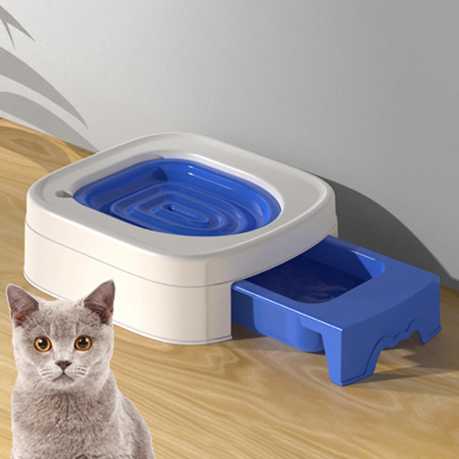 Cat Litter Tray Cat Toilet Training Litter Pan Portable Cats Litter Box Blue