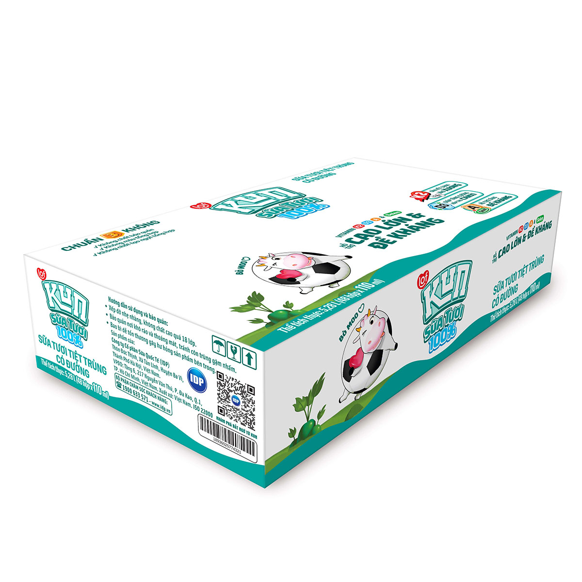 Thùng 48 hộp KUN 100% Sữa tươi có đường 110ml/hộp