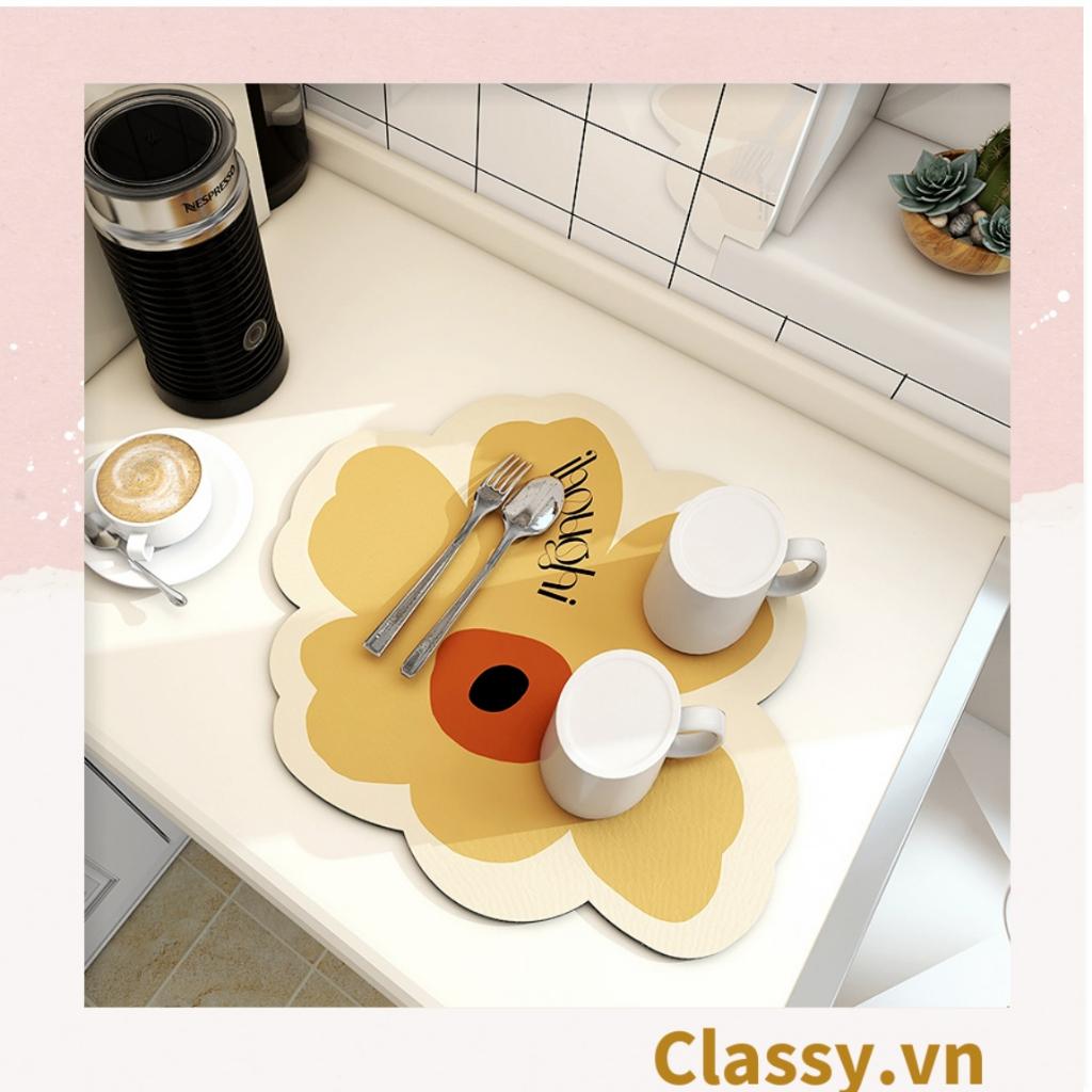Miếng lót bàn ăn Classy hoặc bàn di chuột bằng da PU dễ vệ sinh chùi rửa, kiểu dáng bông hoa PK1513